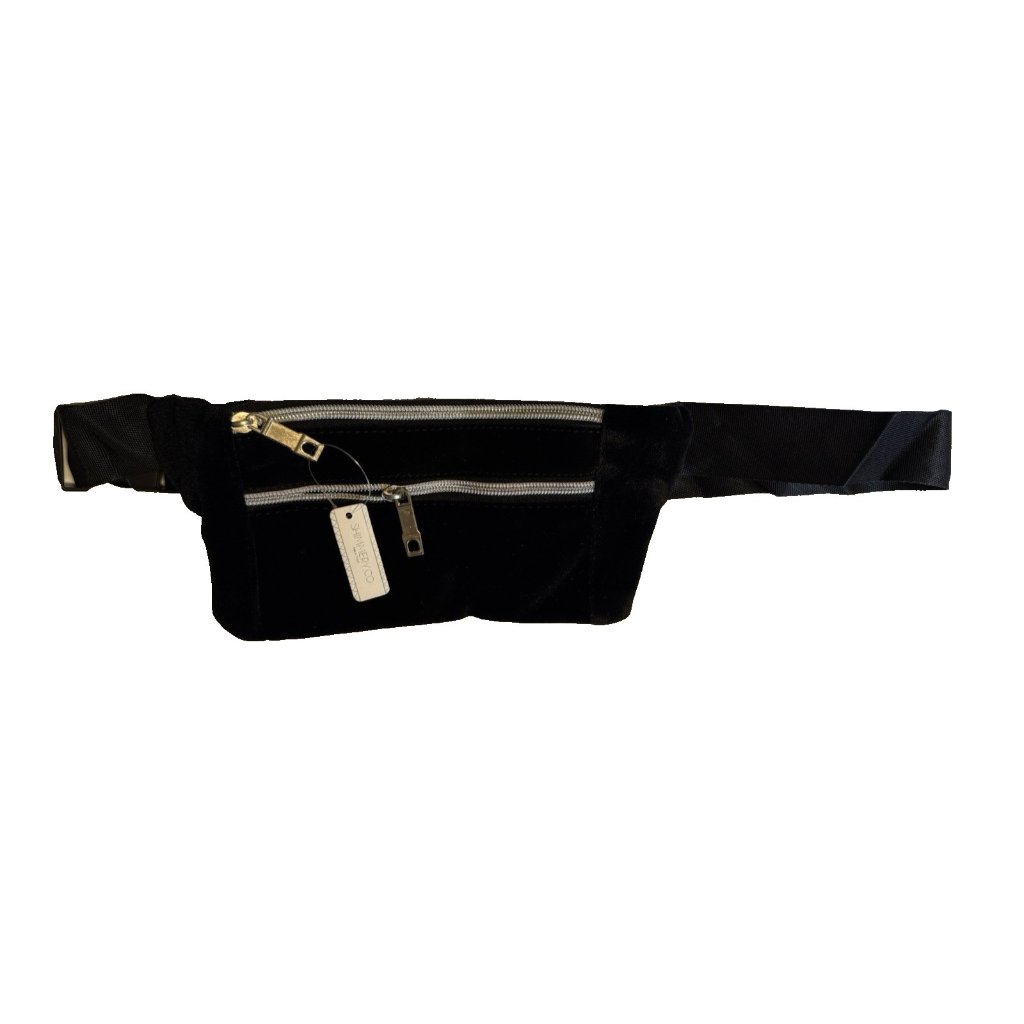 New Black Velvet Zip Fanny Pack Belly Bag Hiking Waist Butt Belt Hip Pouch Sport